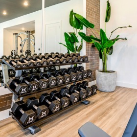 Free Weights free weights in fitness center with recessed lighting