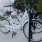 parked bicycles lined up for resident use